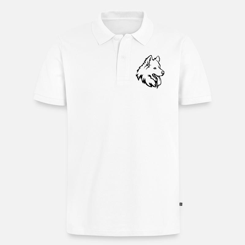 Samojede Kopf - Männer Premium Bio Polo Shirt - Weiß