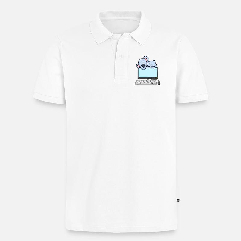 Koala Computer Nerd Programmierer Geschenk - Männer Premium Bio Polo Shirt - Weiß
