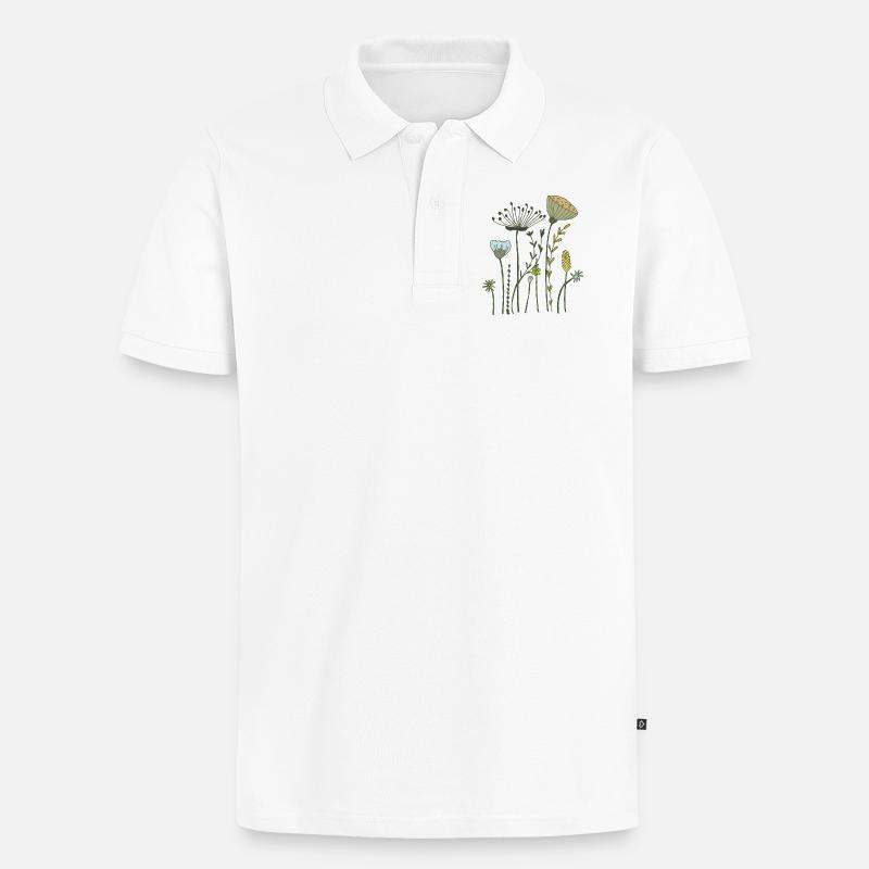Fleurs séchées - Polo bio Premium Homme - blanc