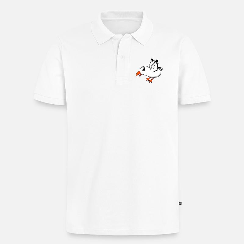 Möwe Vogel - Männer Premium Bio Polo Shirt - Weiß