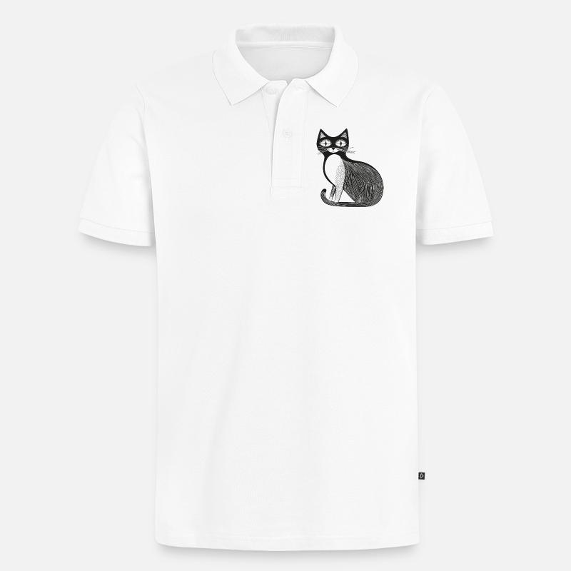 Chat - Polo bio Premium Homme - blanc