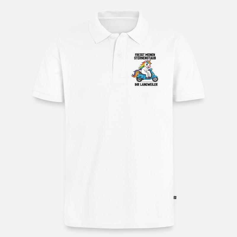 Roller-Einhorn - Männer Premium Bio Polo Shirt - Weiß