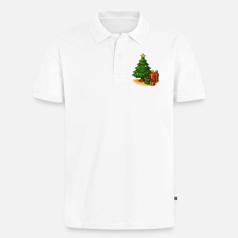 Weihnachtsbaum mit Geschenken Muster - Männer Premium Bio Polo Shirt - Weiß