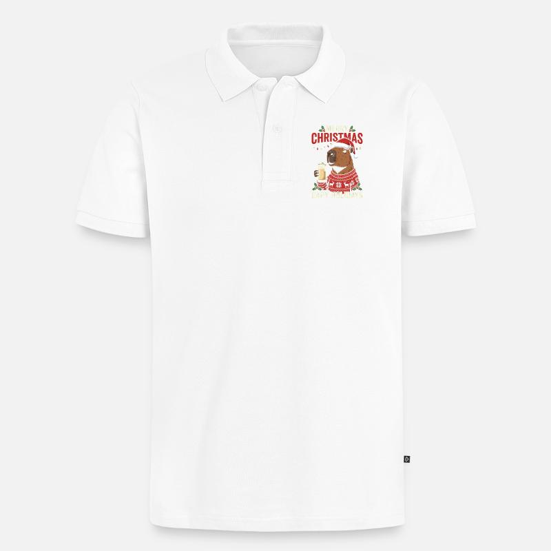 Capybaras Weihnachtsfest Pullover - Männer Premium Bio Polo Shirt - Weiß