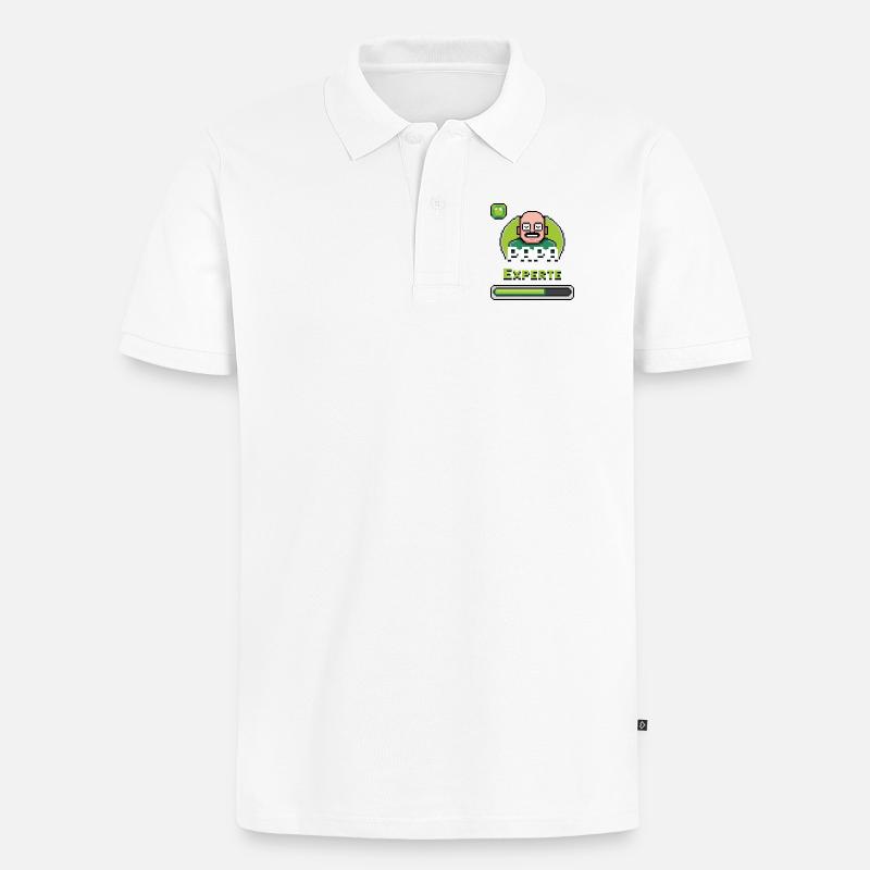Papa Gaming Experte Level Design - Männer Premium Bio Polo Shirt - Weiß