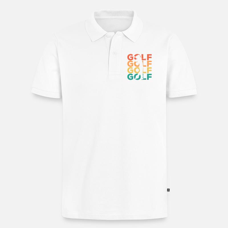 Rainbow Golf Swing Silhouette - Männer Premium Bio Polo Shirt - Weiß