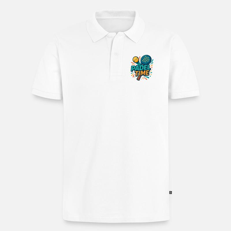 Padel Time Farbexplosion - Männer Premium Bio Polo Shirt - Weiß