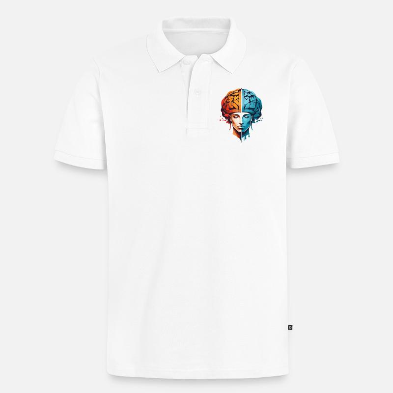 Frauen Denken - Männer Premium Bio Polo Shirt - Weiß