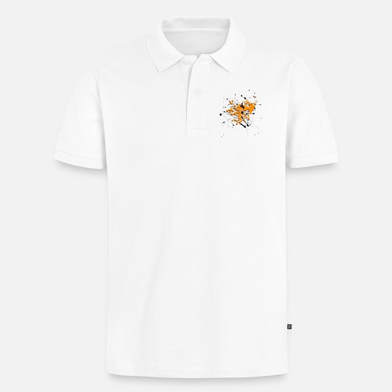 Orange.Splash - Männer Premium Bio Polo Shirt - Weiß