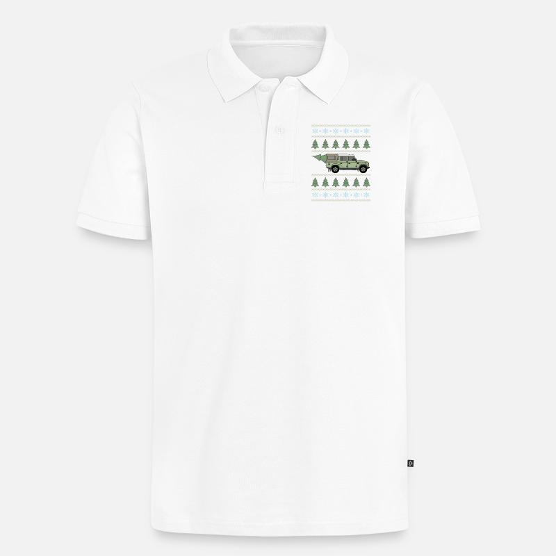 Defender Pickup - Baum - Männer Premium Bio Polo Shirt - Weiß