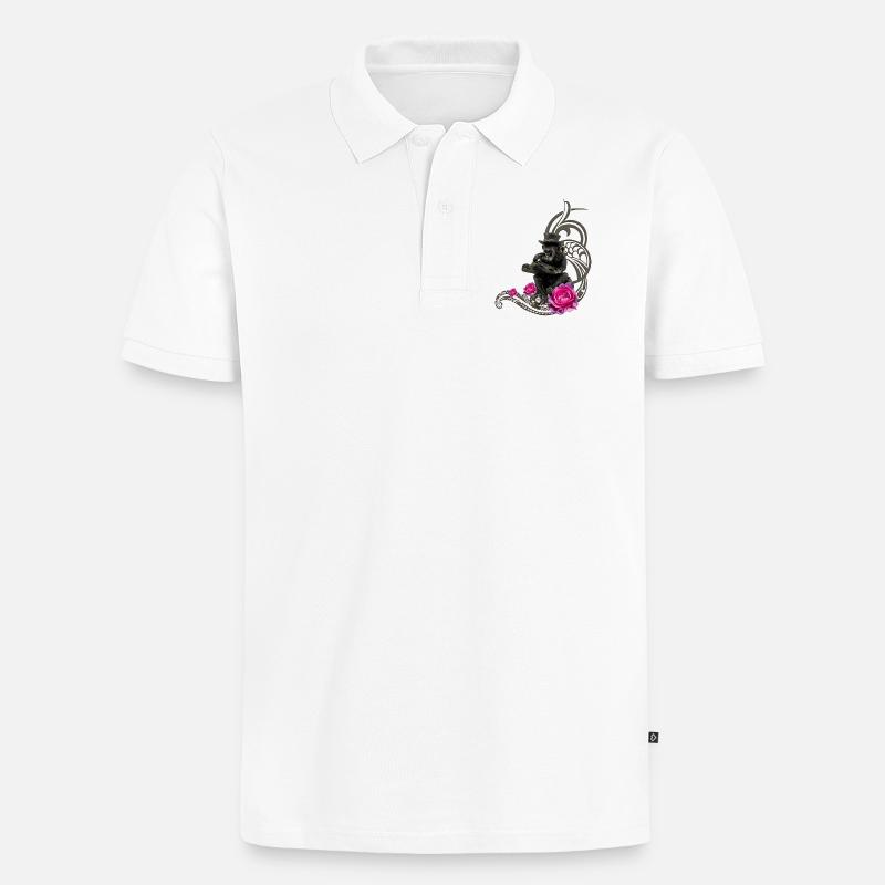 Lustiger Steampunk-Affe liest ein Buch - Männer Premium Bio Polo Shirt - Weiß
