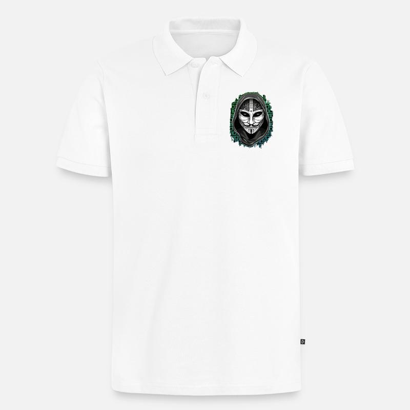 Anonymous Hacker - Männer Premium Bio Polo Shirt - Weiß