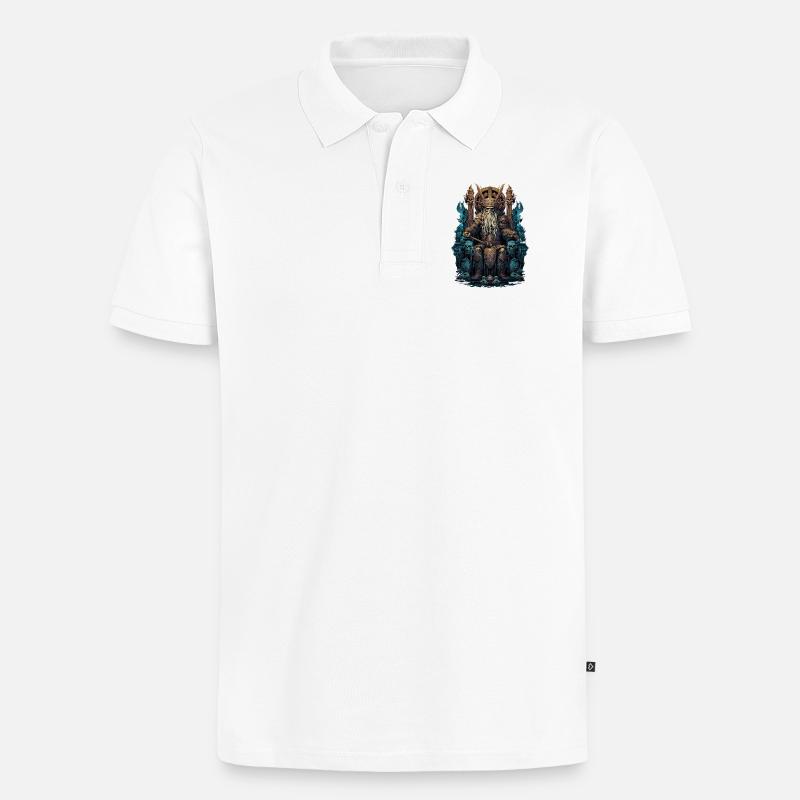 Wikinger Odin Söhne Thron Walhalla Valhalla - Männer Premium Bio Polo Shirt - Weiß