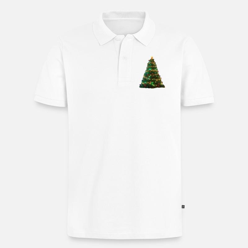 Weihnachtsbaum - Männer Premium Bio Polo Shirt - Weiß