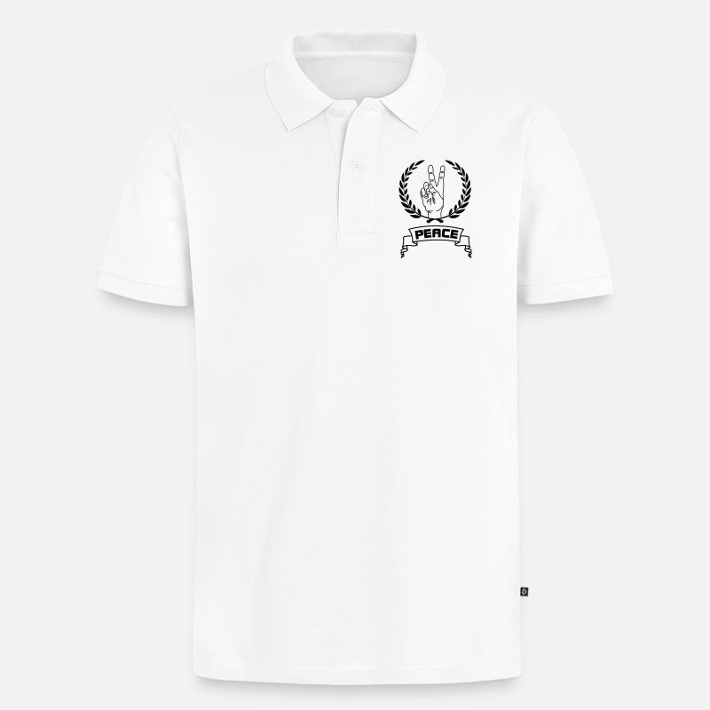 Handgeste Frieden - Männer Premium Bio Polo Shirt - Weiß
