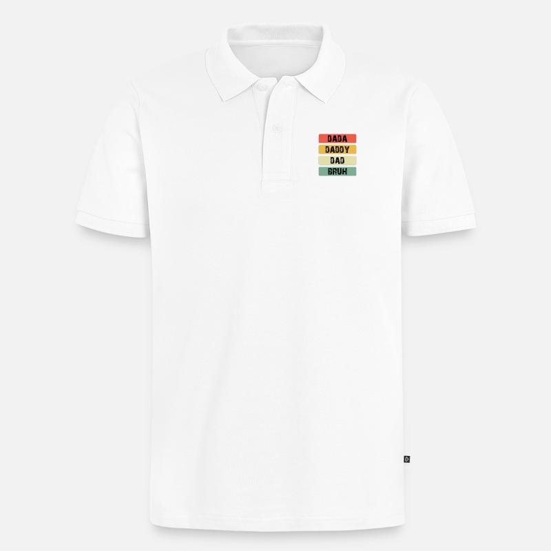 Dada Daddy Dad Bruh Farbbalken - Männer Premium Bio Polo Shirt - Weiß