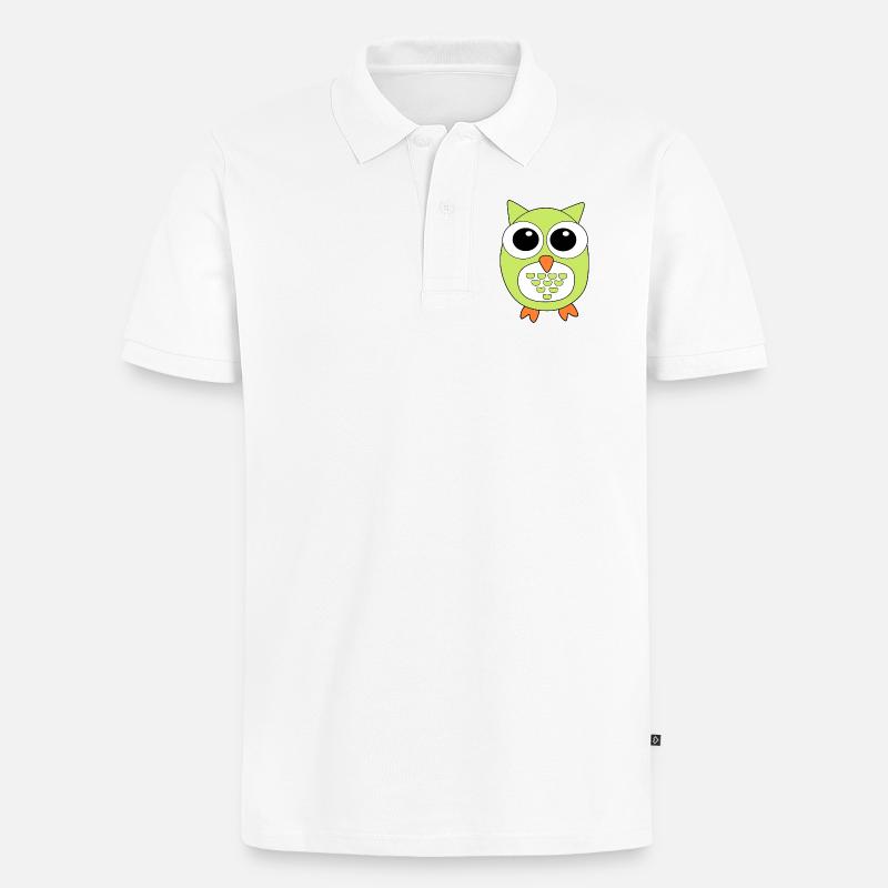 Eule grüne Eule - Männer Premium Bio Polo Shirt - Weiß