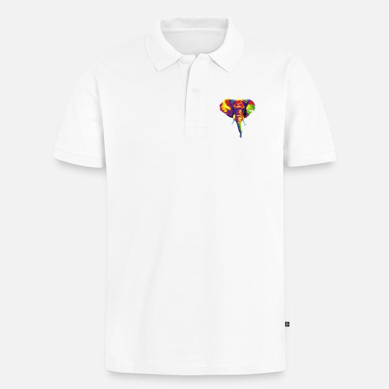 Elefant mit buntem abstraktem Muster. - Männer Premium Bio Polo Shirt - Weiß