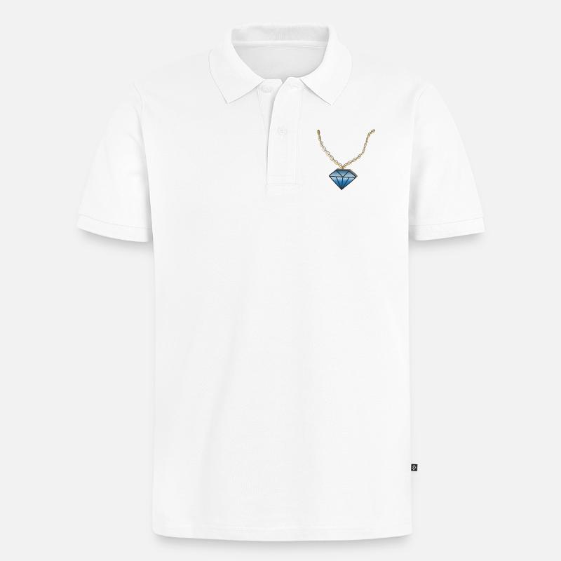 Kette Diamant - Männer Premium Bio Polo Shirt - Weiß
