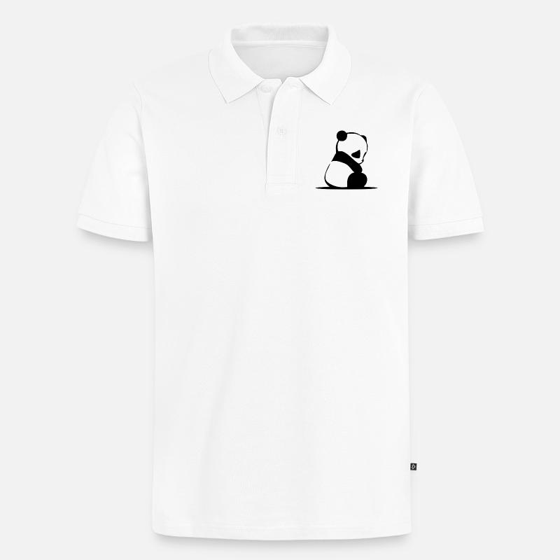 Panda - Männer Premium Bio Polo Shirt - Weiß