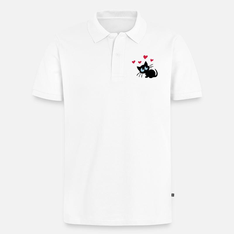Herzkätzchen - Männer Premium Bio Polo Shirt - Weiß