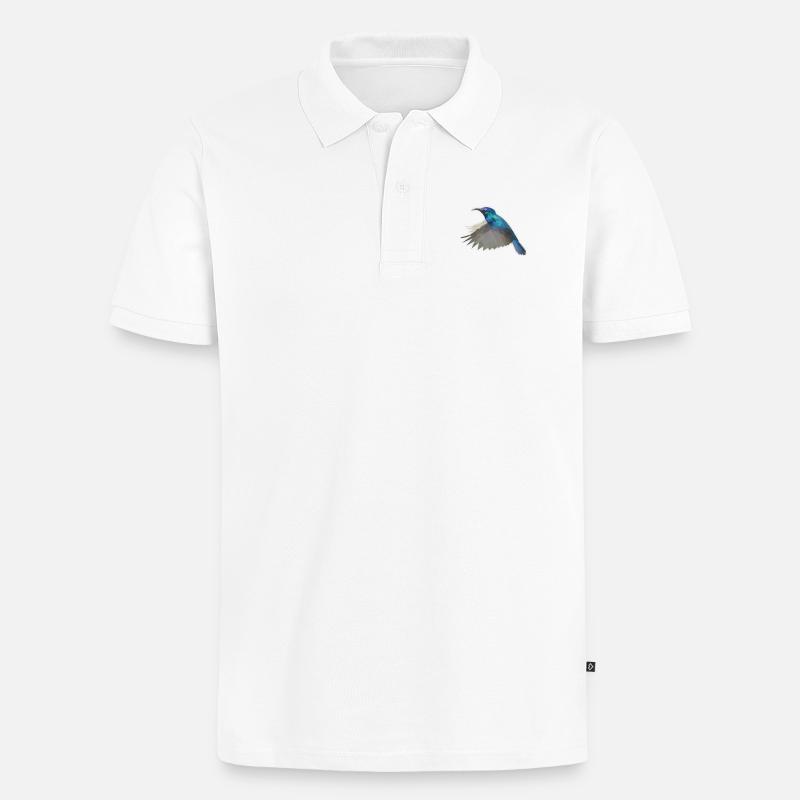 Low Poly Kolibri - Männer Premium Bio Polo Shirt - Weiß