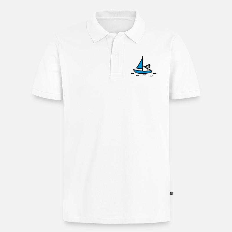 Strichmännchen segeln - V2 - Männer Premium Bio Polo Shirt - Weiß