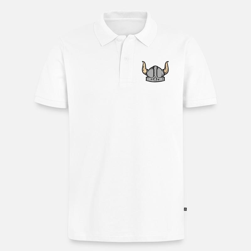 Wikinger Helm - Männer Premium Bio Polo Shirt - Weiß