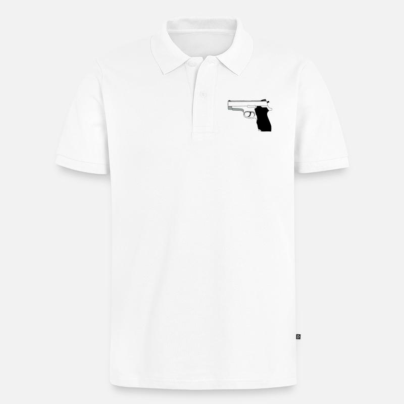 Pistole - Männer Premium Bio Polo Shirt - Weiß