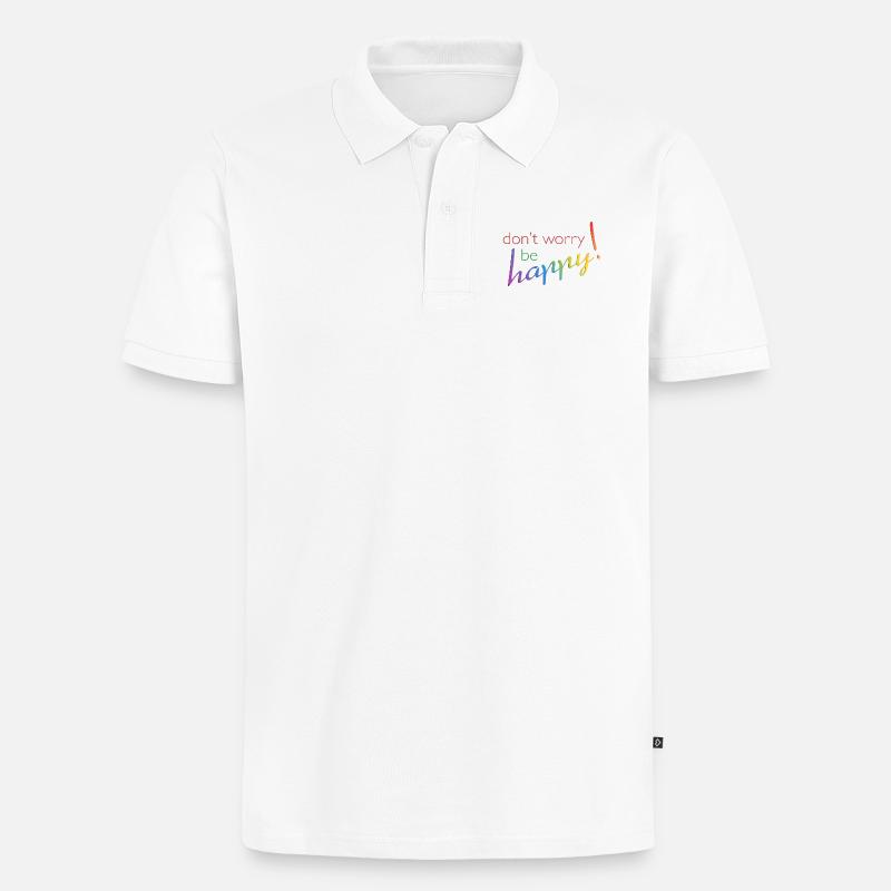 don't worry - be happy - Männer Premium Bio Polo Shirt - Weiß