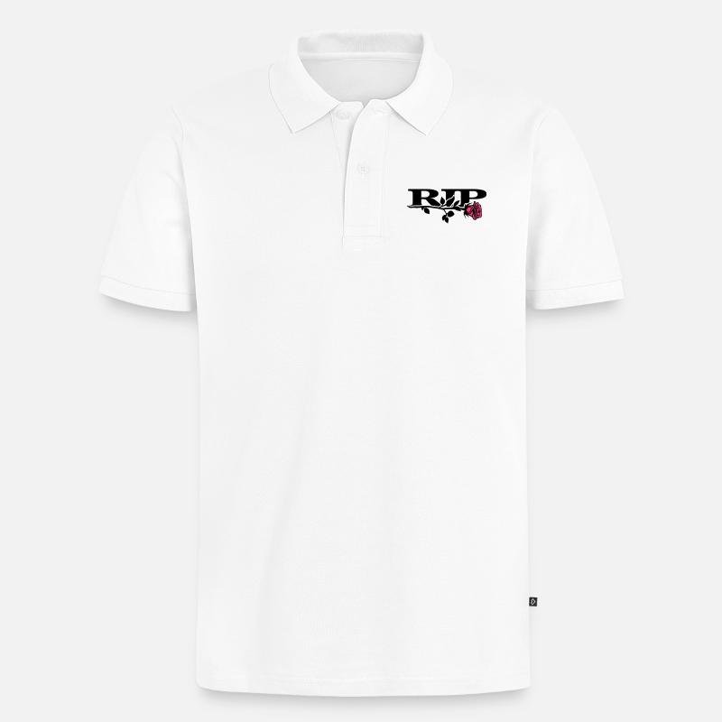 rip_mit_rose_2_2c - Männer Premium Bio Polo Shirt - Weiß