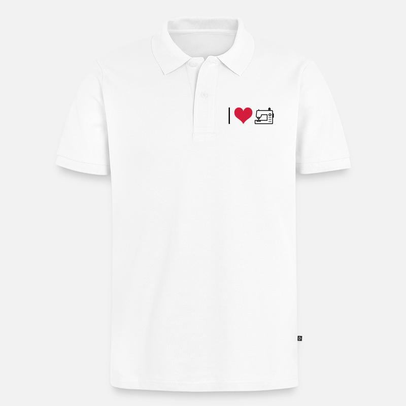 Machine à coudre - Polo bio Premium Homme - blanc