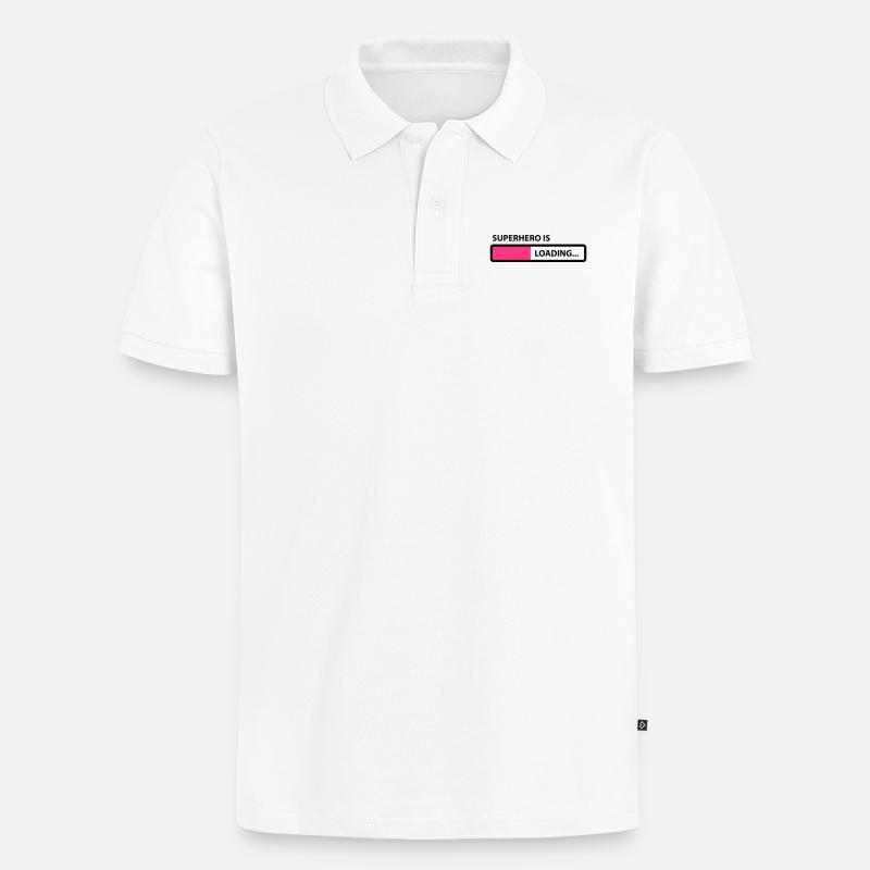 superhero is loading - Männer Premium Bio Polo Shirt - Weiß