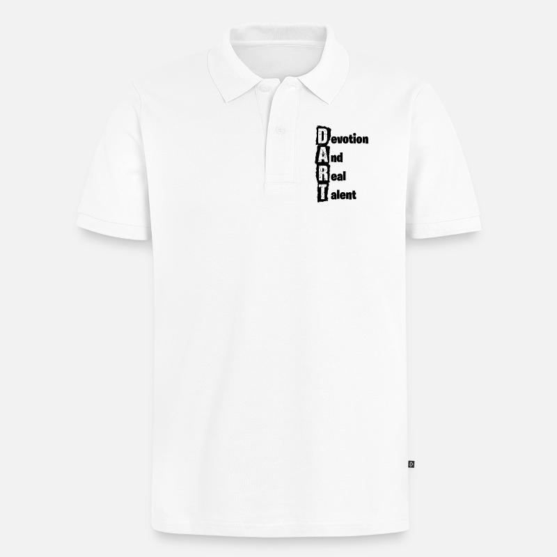 Dart,Darts,Devotion and real Talent  - Männer Premium Bio Polo Shirt - Weiß