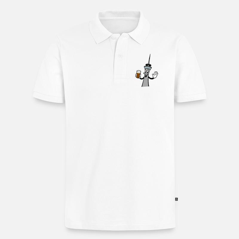 Fernseturm Dusseldorf - Männer Premium Bio Polo Shirt - Weiß