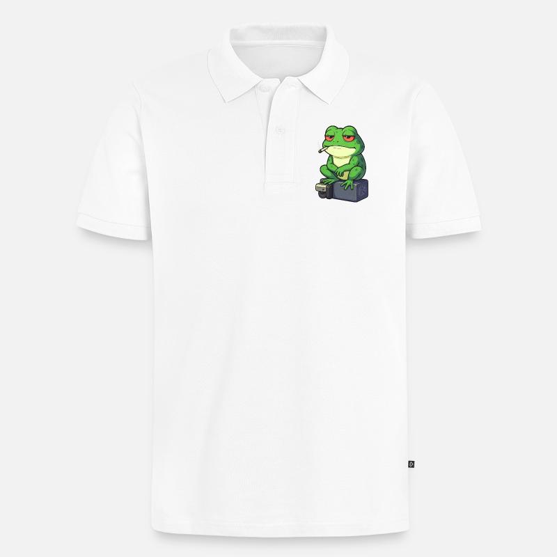 Frosch Entspann dich mit einer Zigarette - Männer Premium Bio Polo Shirt - Weiß