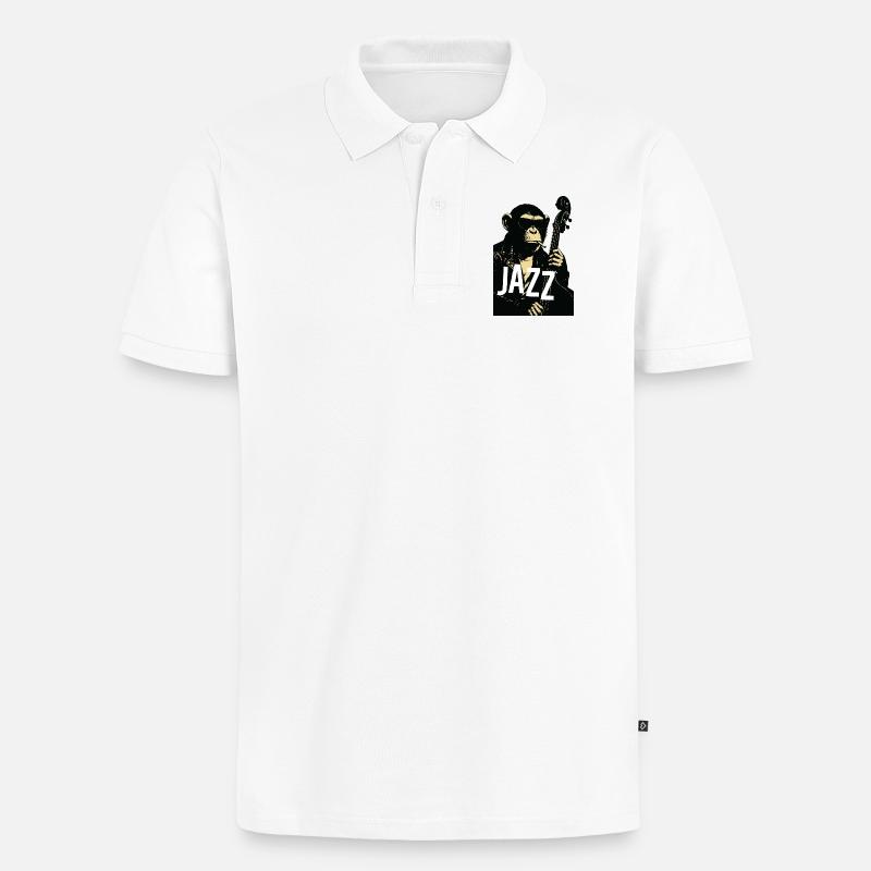 Jazz Monkey Noir Tee - Männer Premium Bio Polo Shirt - Weiß