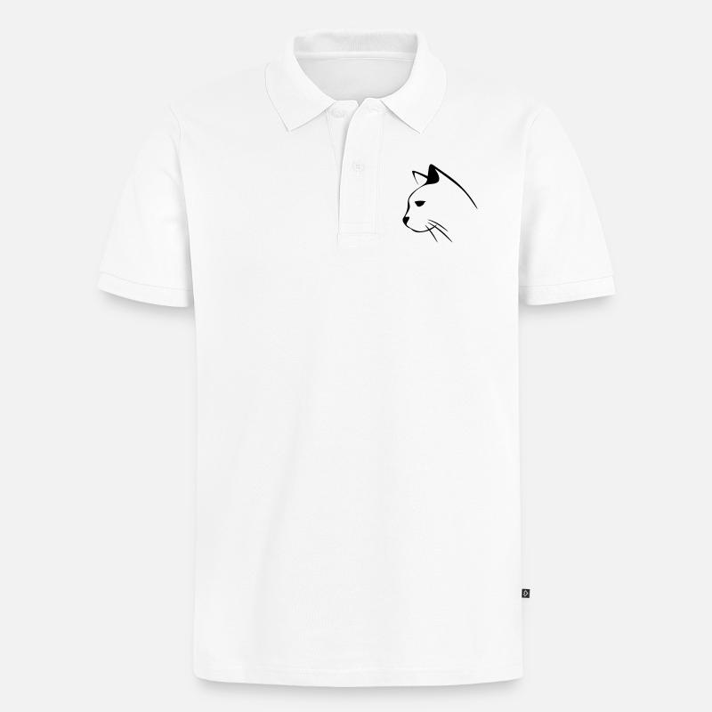 Katzengesicht - Männer Premium Bio Polo Shirt - Weiß