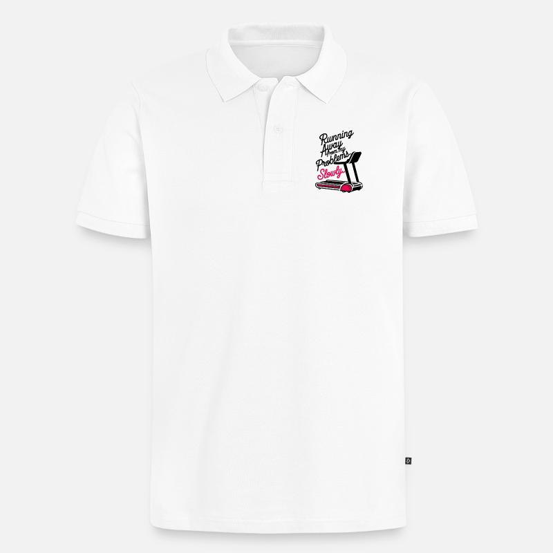 Running from Problems - Slowly - Männer Premium Bio Polo Shirt - Weiß