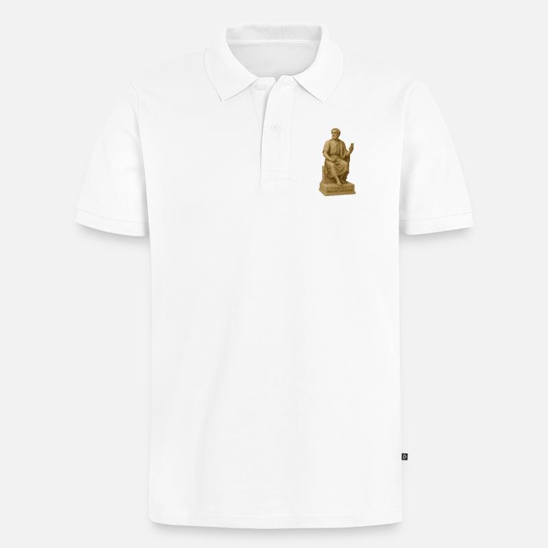 Antiker Philosophenstatue mit Smartphone - Männer Premium Bio Polo Shirt - Weiß