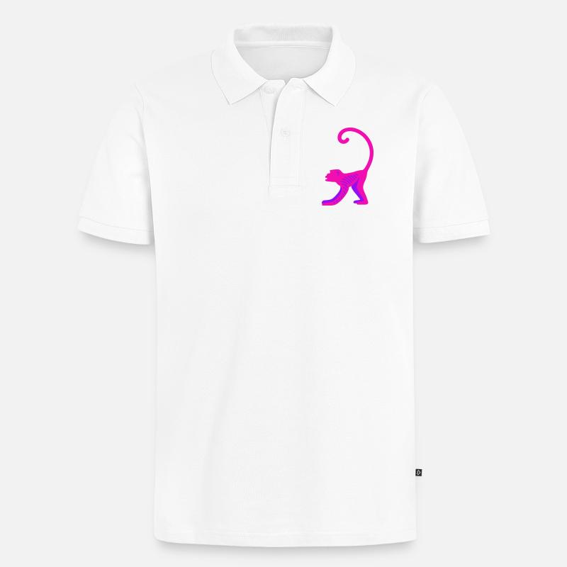 Singe rose fluo - Polo bio Premium Homme - blanc