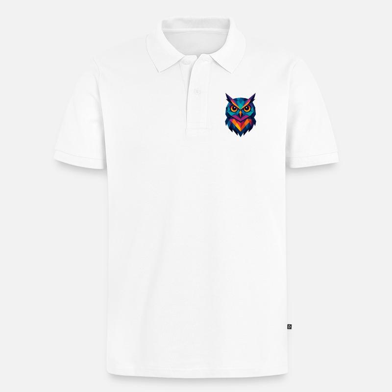 Eule | Eulenkopf Print - Männer Premium Bio Polo Shirt - Weiß