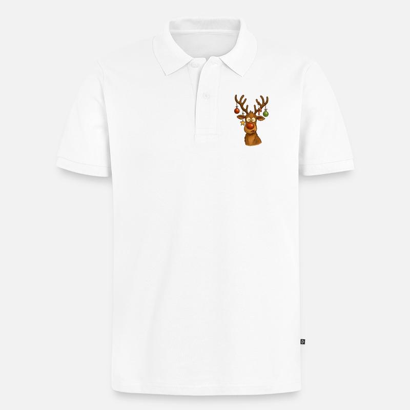 Reh mit Weihnachtskugeln - Männer Premium Bio Polo Shirt - Weiß