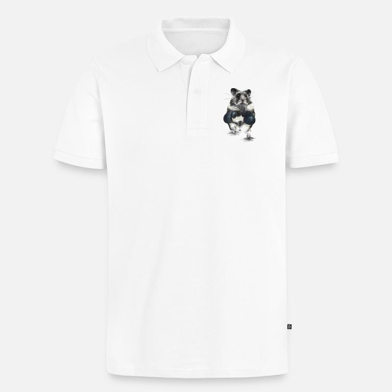 Kampfgeist Hamster im Boxring - Männer Premium Bio Polo Shirt - Weiß