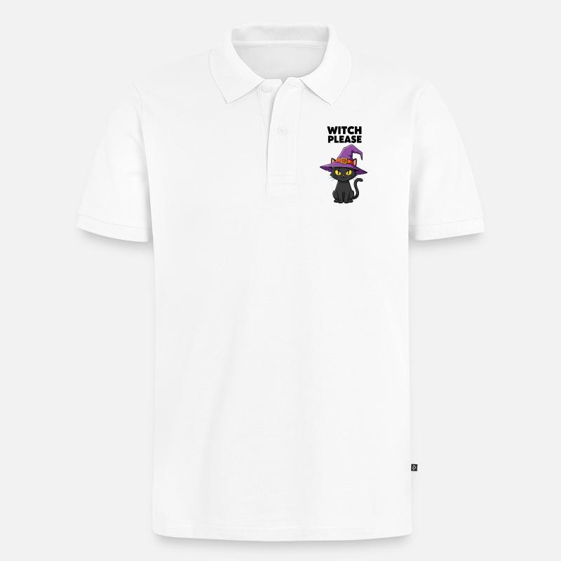 Mitternachtskätzchen-Hexe - Männer Premium Bio Polo Shirt - Weiß