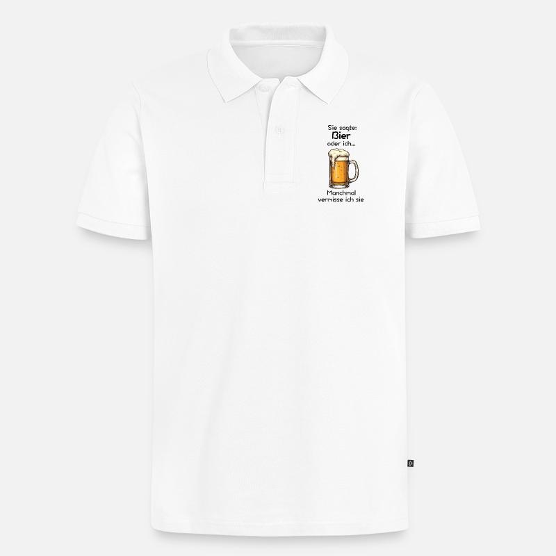 Bier oder ich? Manchmal vermisse ich sie - Männer Premium Bio Polo Shirt - Weiß
