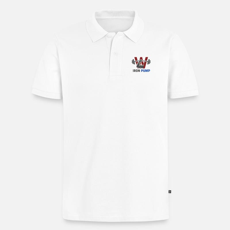 Iron Pump Krafttraining Emblem - Männer Premium Bio Polo Shirt - Weiß