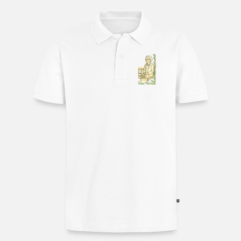 Großmutter Cafézeit am Tisch - Männer Premium Bio Polo Shirt - Weiß