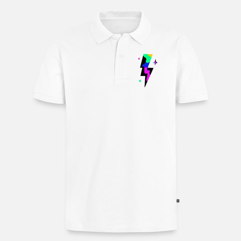 Neon-Blitzausbruch - Männer Premium Bio Polo Shirt - Weiß
