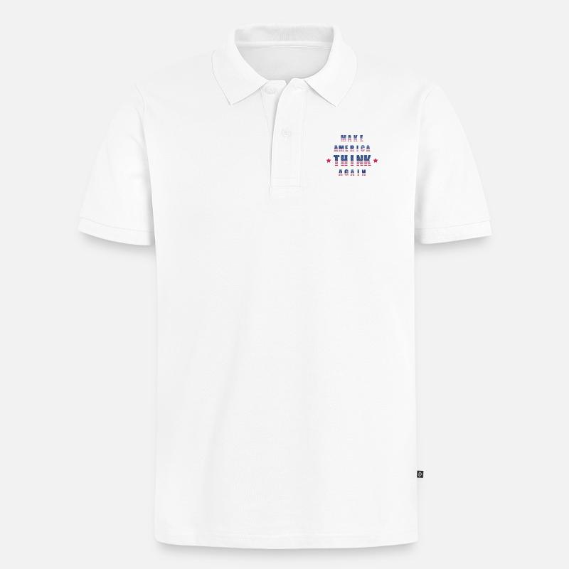 make america think again - Männer Premium Bio Polo Shirt - Weiß